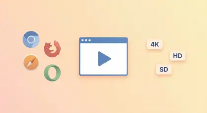 Illustration of downloading videos in different browsers with 4K, HD, and SD quality options