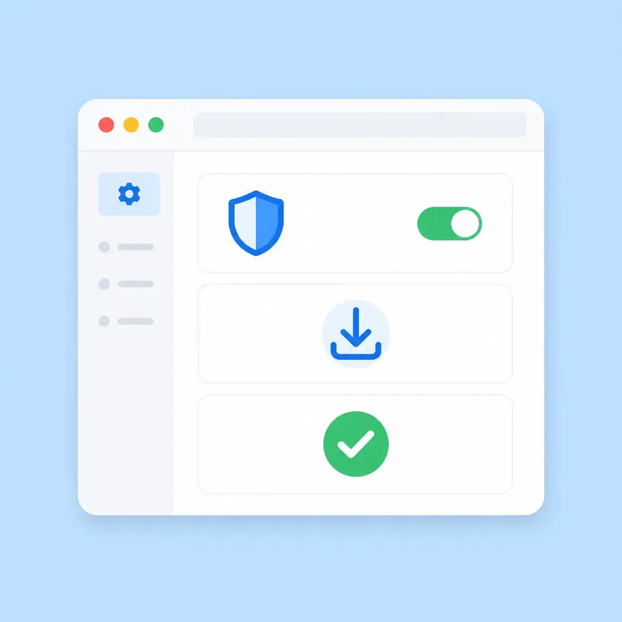 Illustration of browser settings allowing a clean audio download